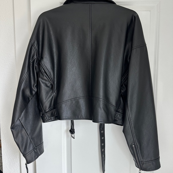 Max Studio Black Faux Leather Moto Jacket - Picture 3 of 3
